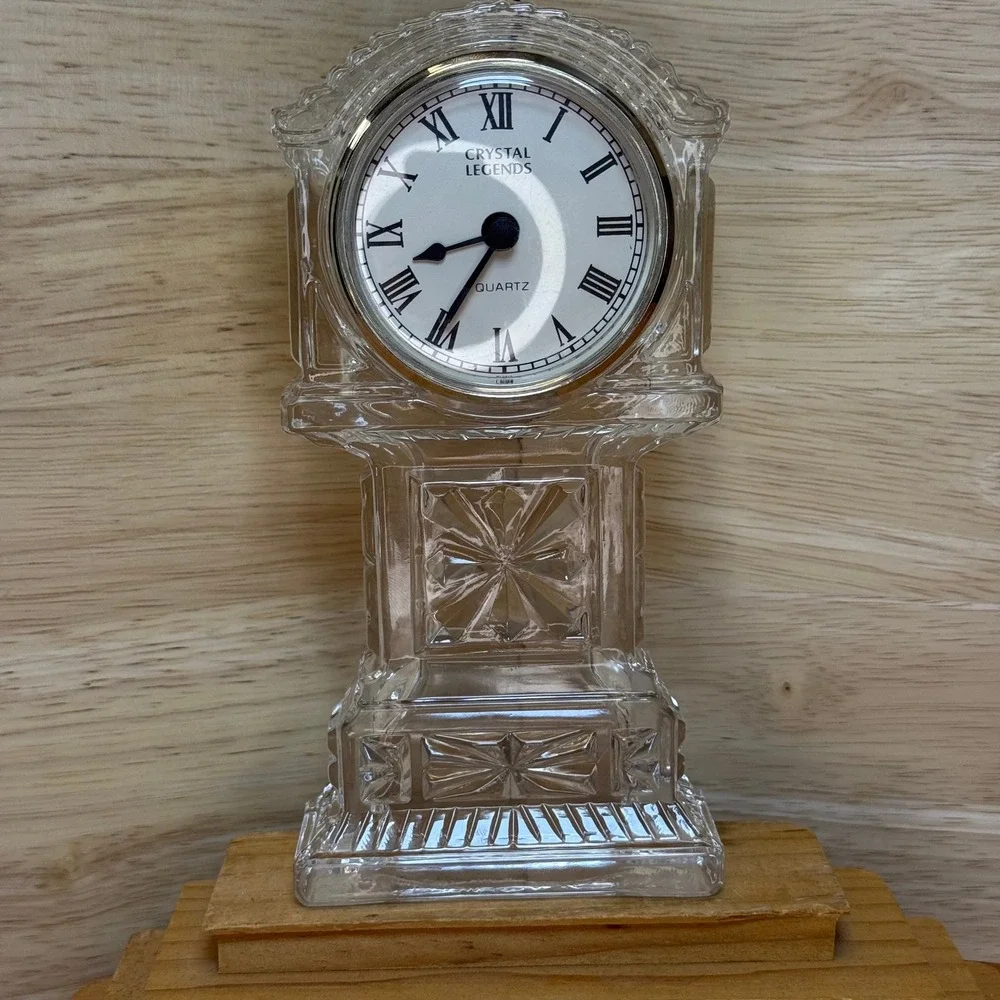 Crystal Legends Godinger‎ Quartz Grandfather Clock Clear Desk Decor Home Office